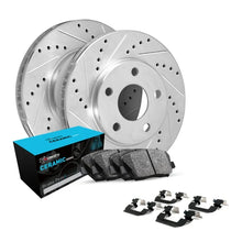 R1 Concepts [18-21 WRX STI] eLINE Series Drilled and Slotted Front Brake Kit with Ceramic Pads - Silver Zinc