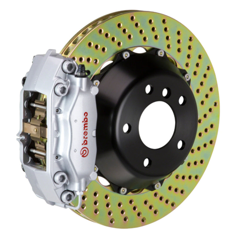 Brembo 08-14 WRX STI Rear GT BBK 4 Piston Cast 345x28 2pc Rotor Drilled-Silver | 2P1.8020A3