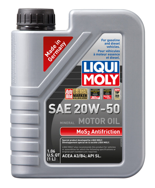 LIQUI MOLY MoS2 Anti-Friction Motor Oil 20W-50, 1 Liter - Part No. 22070