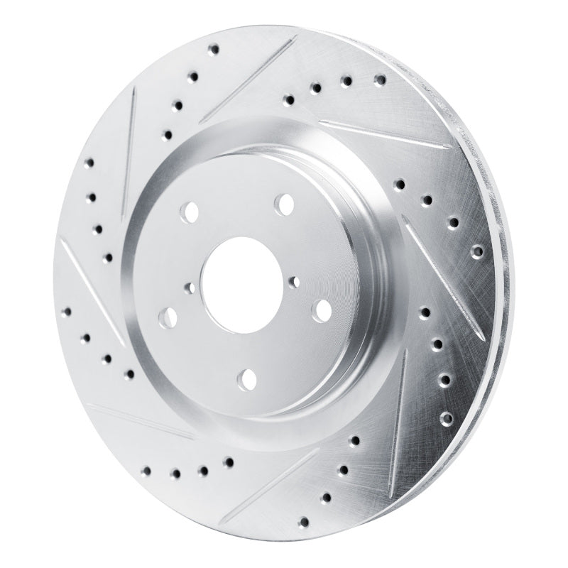 R1 Concepts [20-20 Legacy] [20-20 Outback] Front Left Drilled and Slotted Brake Rotor - Silver