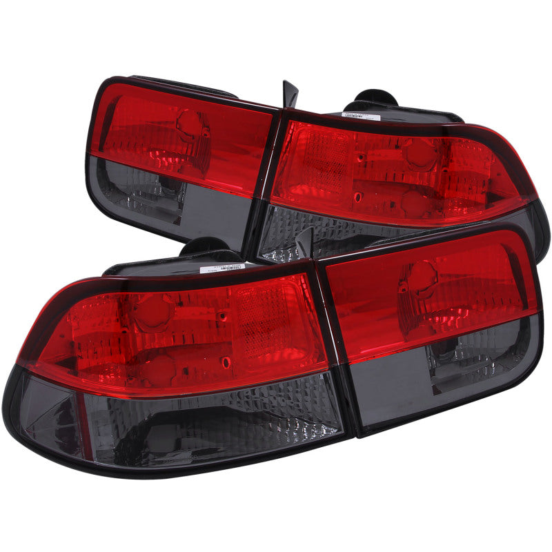 ANZO [98-00 Civic] Tail Light Assembly - Red/Smoke Lens, Pair - 2-Door