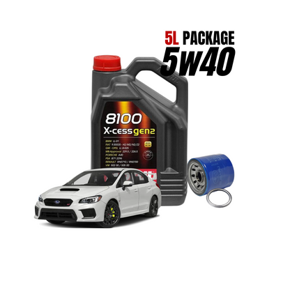 5w40 Oil Change Package 04-21 Subaru STI Motul 8100 X-Cess Gen 2 5 Liter Also for 02-14 WRX, 04-13 Forester XT, 05-09 Outback XT, 05-12 Legacy GT, 03-06 Baja Turbo