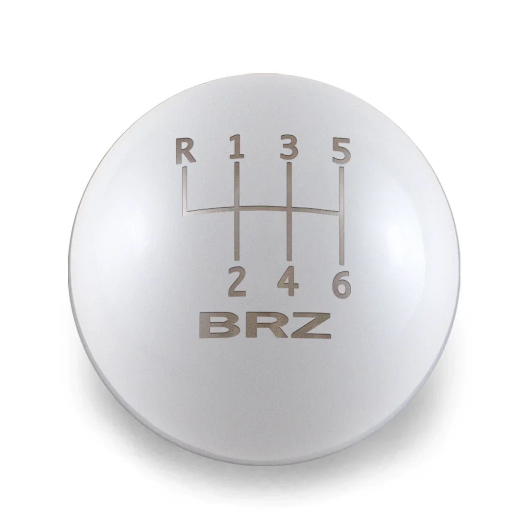 6 Speed BRZ Engraving - Weighted - 2013-2021 BRZ/FR-S/86 Fitment - JDMuscleShift KnobBW-KNB-BRZ1-BRZE-GWHT-SPGloss WhiteSphere