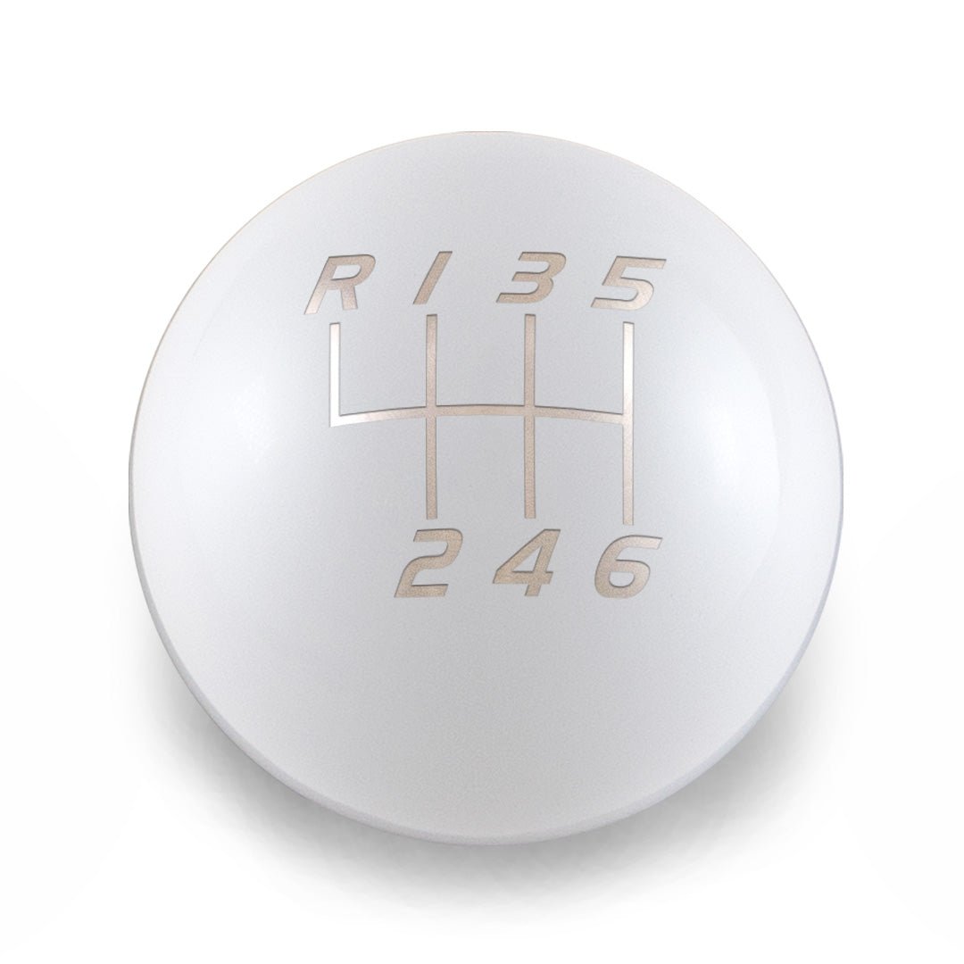 6 Speed Velocity Engraving - 2013 - 2021 BRZ/FR - S/86 Fitment - JDMuscleShift KnobBW-KNB-BRZ1-VEL6-GWHT-SPGloss WhiteSphere