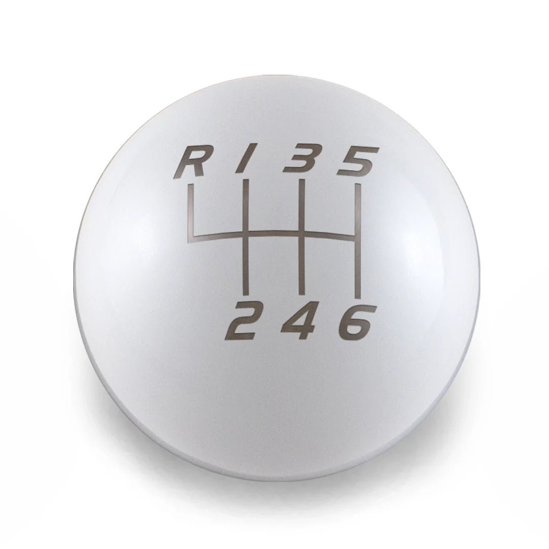 6 Speed Velocity Engraving - 2022+ BRZ/GR86 Fitment - JDMuscleShift KnobBW-KNB-BRZ2-VEL6-GWHT-SPGloss WhiteSphere
