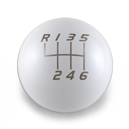 6 Speed Velocity Engraving - 2022+ BRZ/GR86 Fitment - JDMuscleShift KnobBW-KNB-BRZ2-VEL6-GWHT-SPGloss WhiteSphere