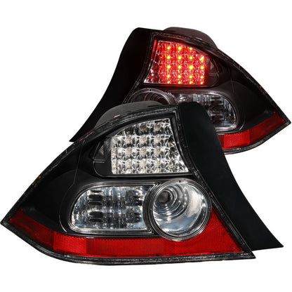 ANZO [04-05 Civic] LED Tail Light Assembly - Clear Lens, Black Housing, Pair