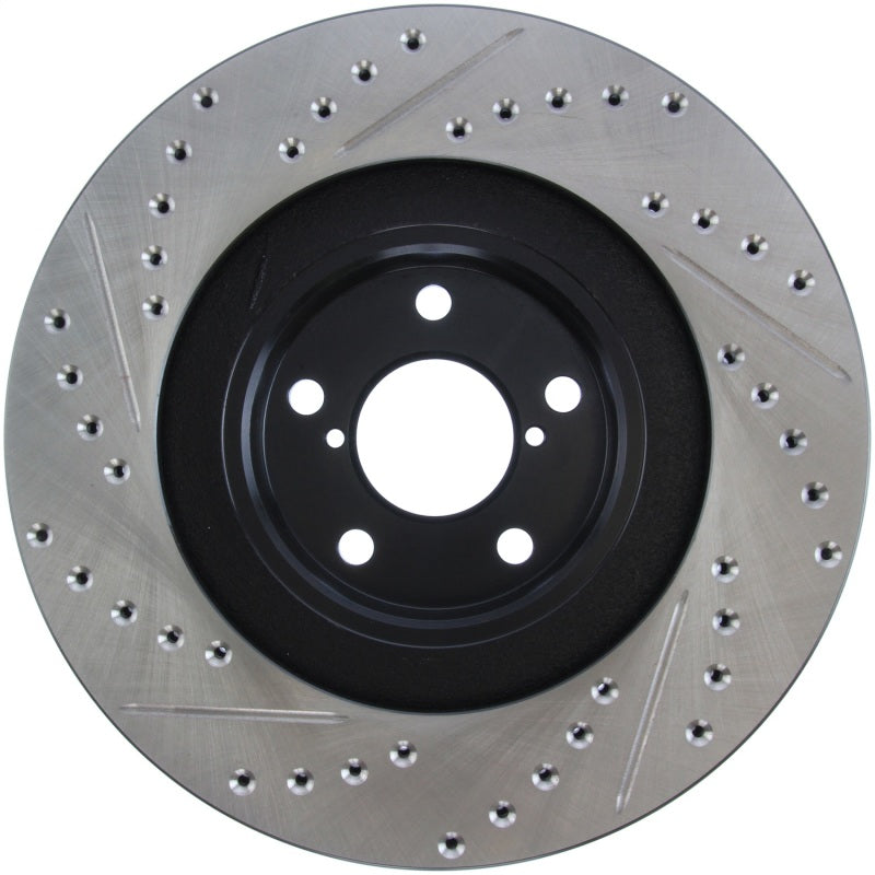 StopTech [02-07 WRX] Slotted and Drilled Left Front Rotor - Black E-Coated
