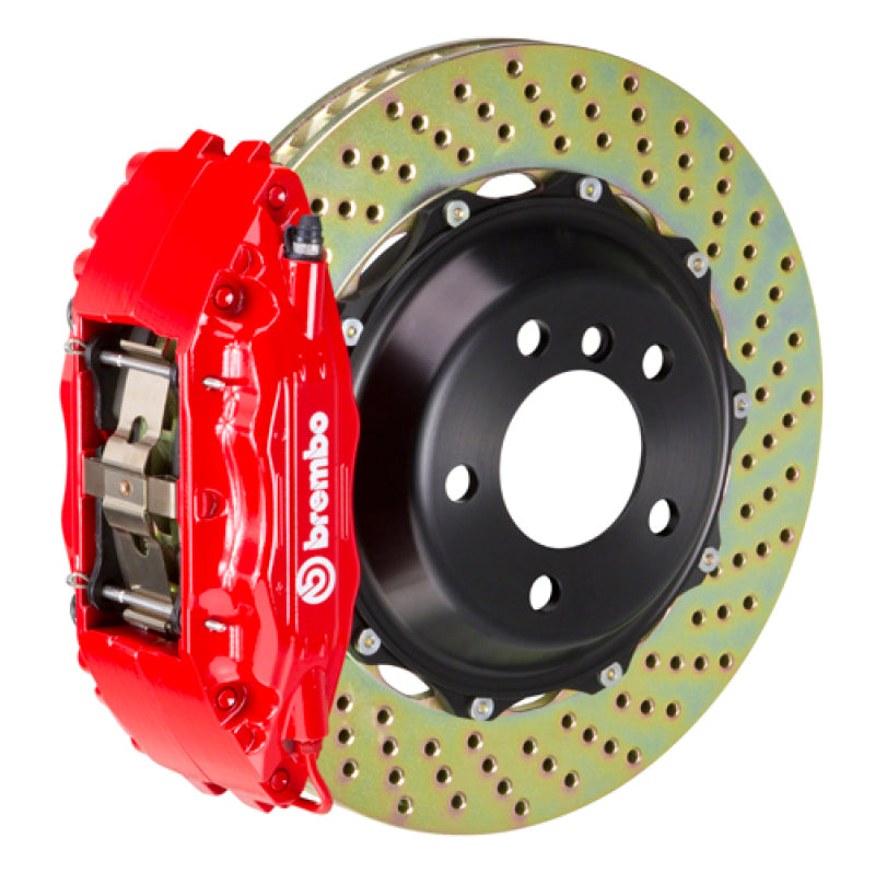 Brembo 08-14 WRX/15-21 WRX Front GT BBK 4 Piston Cast 2pc 355x32 2pc Rotor Drilled-Red | 1H1.8006A2