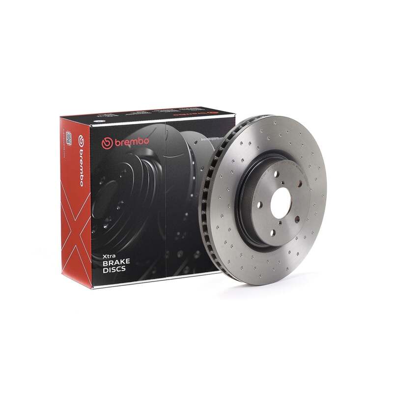 Brembo OE [15-20 WRX] XTRA Drilled Front Brake Rotor - Black Finish