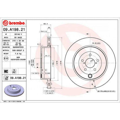 Brembo 17-20 BRZ Rear Premium UV Coated OE Equivalent Rotor | 09.A198.21