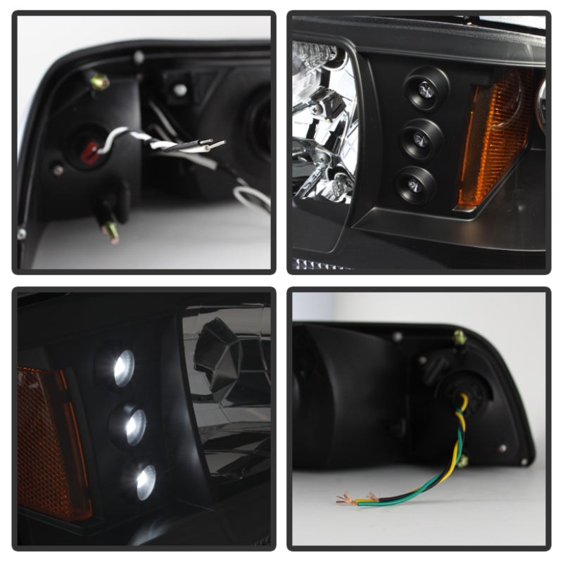 Spyder Ford Mustang 87-93 1PC LED | Replaceable LEDsCrystal Headlights Black HD-YD-FM87-1PC-LED-BK