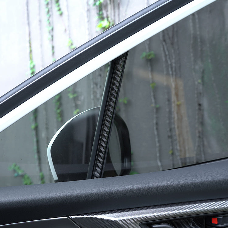 JDMuscle 22-24 WRX P&S Series Carbon Fiber Interior Window Trim Covers 4 PC | Black Carbon Fiber/ Red Carbon Fiber