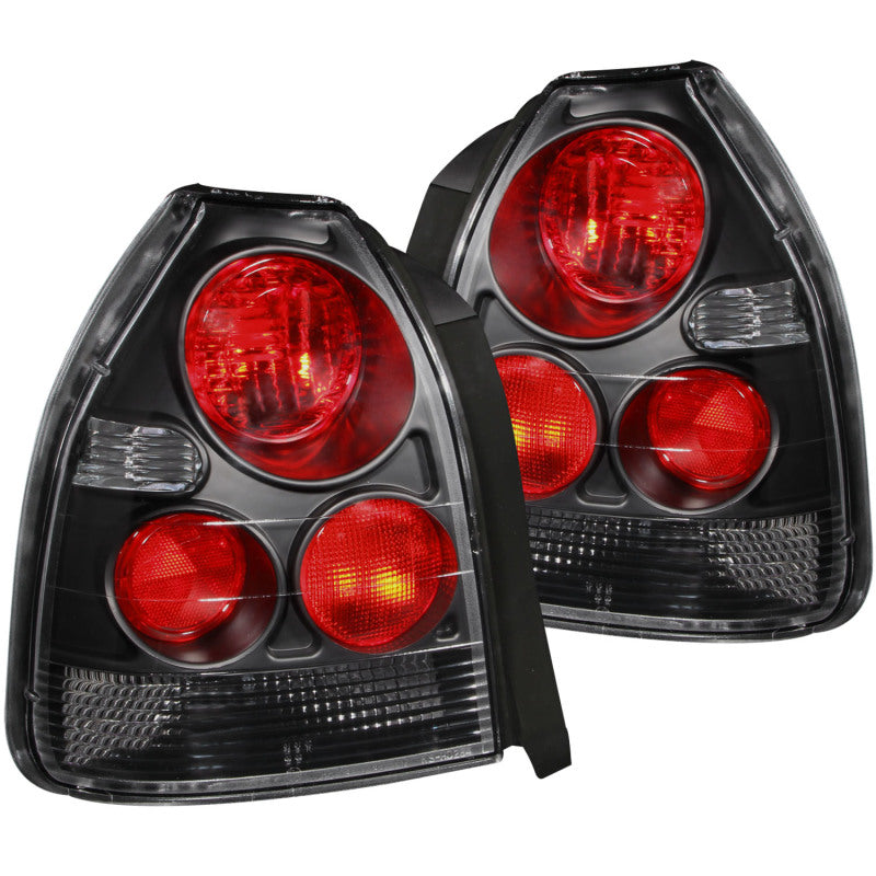 ANZO [96-00 Civic] Tail Light Assembly - Clear Lens, Black Housing, Pair - Part Number ANZ221065