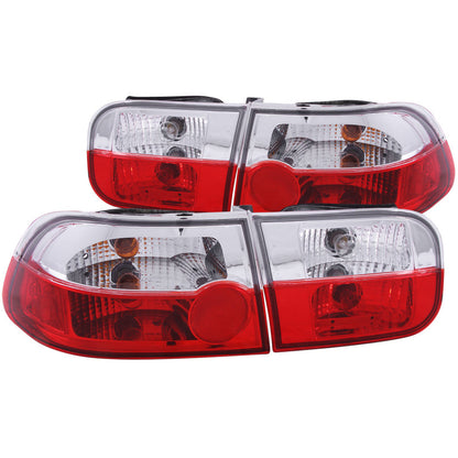 ANZO [92-95 Civic] Tail Light Assembly Pair - Red/Clear Lens, Part Number ANZ221220