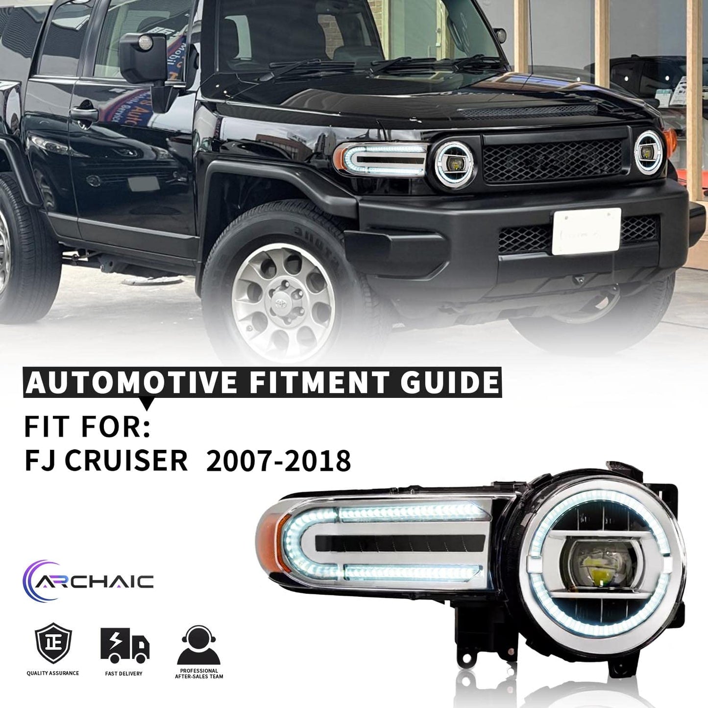 Archaic Full LED Headlights Assembly For Toyota FJ Cruiser 2007-21