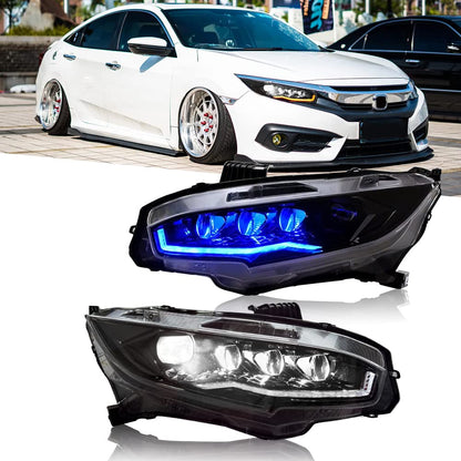 Archaic Full LED Headlights Assembly For 10th Gen Honda Civic 2016-2022