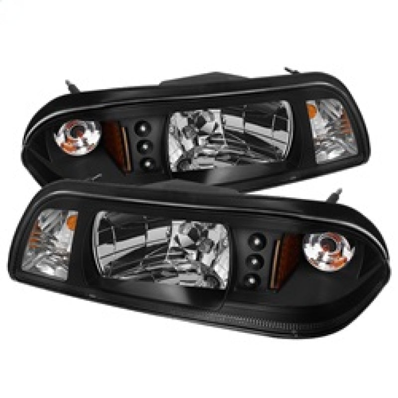 Spyder Ford Mustang 87-93 1PC LED | Replaceable LEDsCrystal Headlights Black HD-YD-FM87-1PC-LED-BK