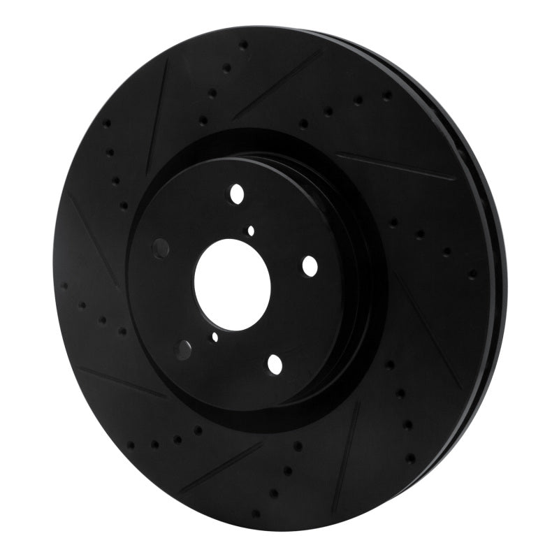 R1 Concepts [10-14 Impreza] [15 WRX STI] Front Left Drilled and Slotted Brake Rotor - Black