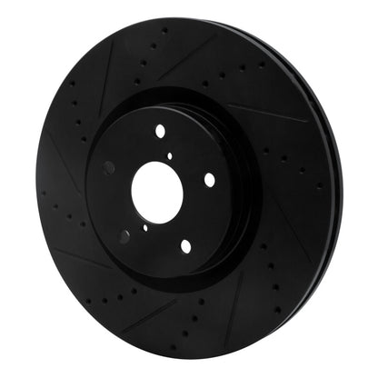 R1 Concepts [10-14 Impreza] [15 WRX STI] Front Left Drilled and Slotted Brake Rotor - Black