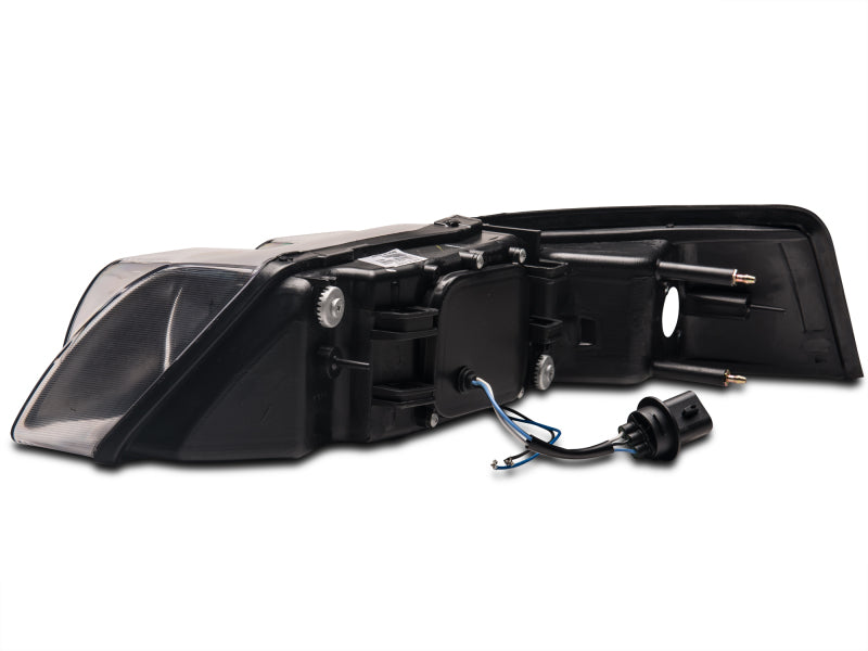 Raxiom 99-04 Ford Mustang Dual LED Halo Projector Headlights- Black Housing | Clear Lens