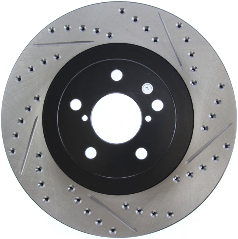 StopTech [02-07 WRX] Slotted and Drilled Left Front Rotor - Black E-Coated