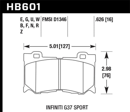 Hawk Performance [09-13 350Z, 370Z, G37] DTC-60 Front Disc Brake Pads - High-Temperature Compound