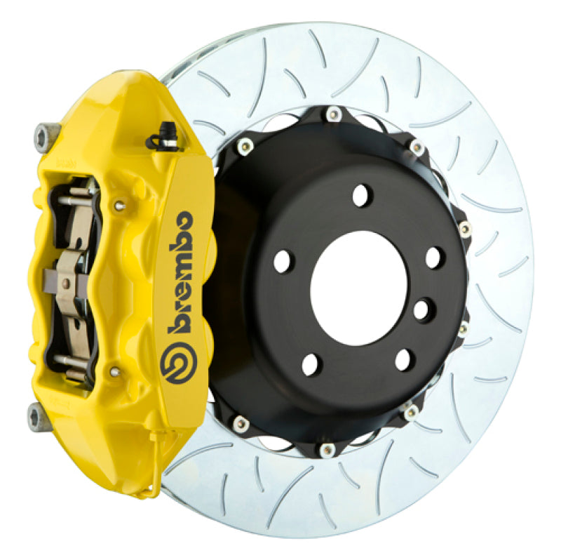 Brembo 08-14 WRX STI Rear GT BBK 4 Piston Cast 345x28 2pc Rotor Slotted Type3- Yellow | 2P3.8020A5