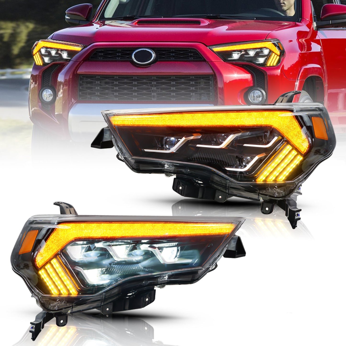 Archaic Full LED Headlights Assembly For Toyota 4Runner 2014-2020, One pair (4 PROJECTORS