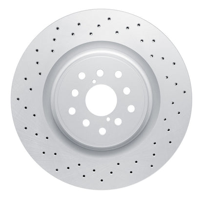 R1 Concepts [18-25 WRX STI] Front GeoMET Drilled Carbon Alloy Brake Rotor - Black Hat
