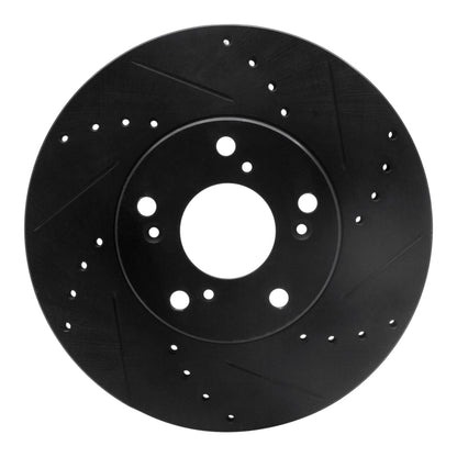 R1 Concepts [98-02 Accord] Front Right Drilled and Slotted Brake Rotor - Black