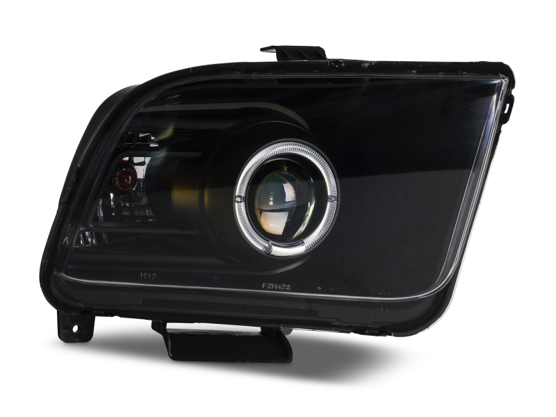 Raxiom 05-09 Ford Mustang Halogen 2010 Style LED Halo Headlights-Blk Hsng| Clear Lens/Excludes GT500