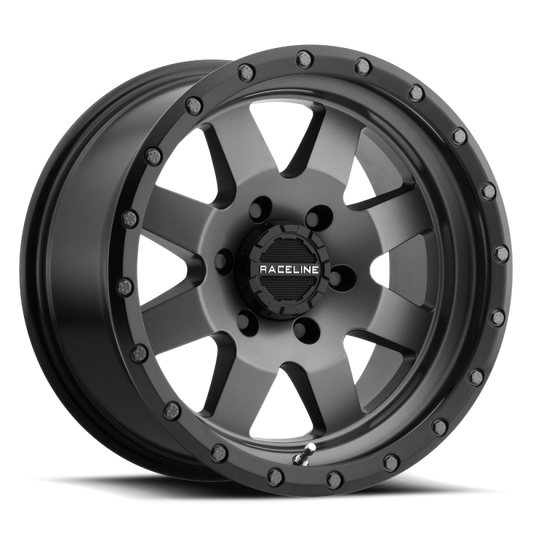 Raceline 935G Defender 15x5in / 5x114.3 BP / 0mm Offset / 3.19mm Bore - Gunmetal Wheel