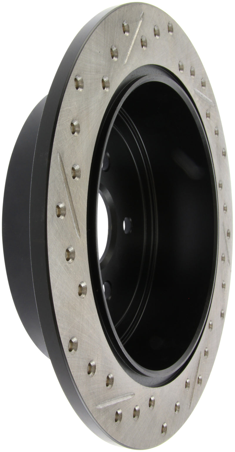 StopTech [08-10 Impreza WRX, 08-10 Impreza Coupe/Sedan] Drilled and Slotted Left Rear Rotor - Black E-Coated