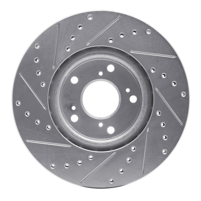 R1 Concepts [10-15 Civic] [13-15 ILX] [02-02 RSX] Front Right Drilled and Slotted Brake Rotor - Silver