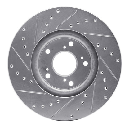 R1 Concepts [10-15 Civic] [13-15 ILX] [02-02 RSX] Front Right Drilled and Slotted Brake Rotor - Silver