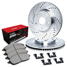 R1 Concepts [18-21 WRX STI] eLINE Drilled and Slotted Front Brake Kit - Silver Zinc