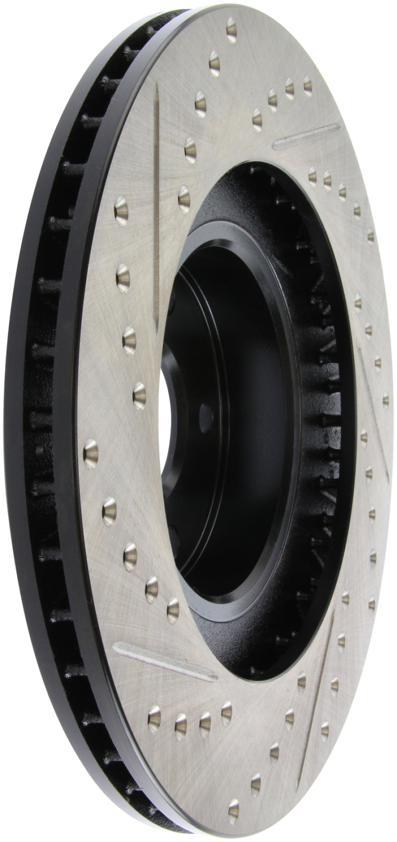 StopTech [02-07 WRX] Slotted and Drilled Left Front Rotor - Black E-Coated