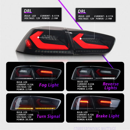 Archaic Full LED Tail Lights Assembly For Mitsubishi Lancer EVO X 2008-2020