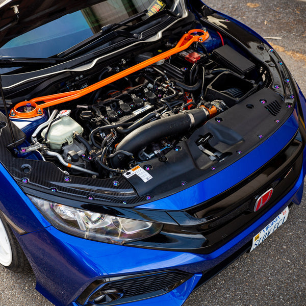 Dress Up Bolts 16-21 Civic Si Stage 3 Titanium Hardware Engine Bay Kit (Blue) | HON-058-Ti-BLU