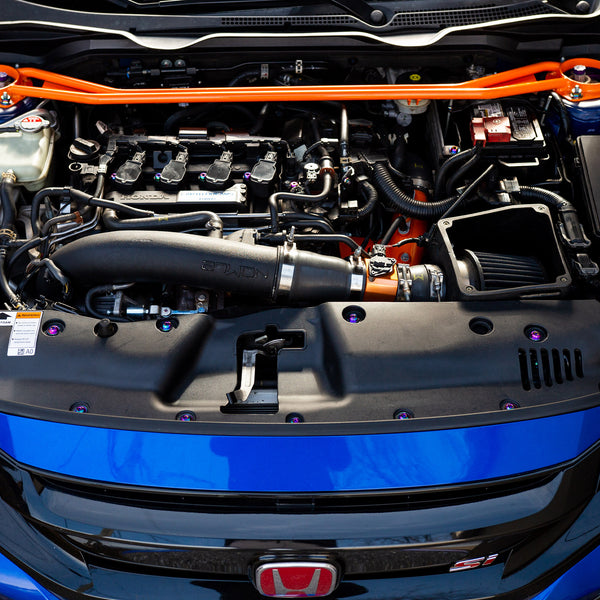 Dress Up Bolts 16-21 Civic Si Stage 2 Titanium Hardware Engine Bay Kit (Blue) | HON-057-Ti-BLU