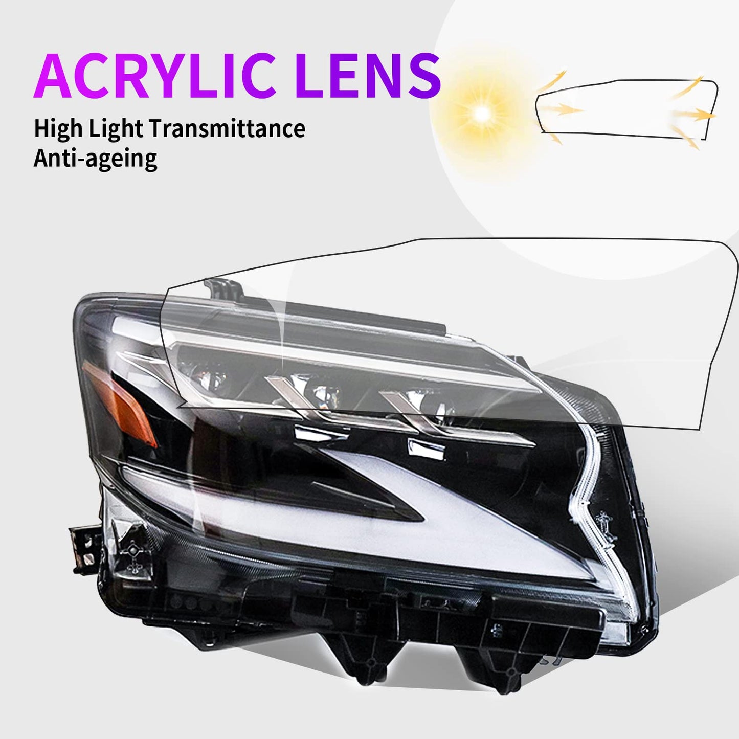 Archaic Full LED Headlights Assembly For Lexus GX460 15-2022