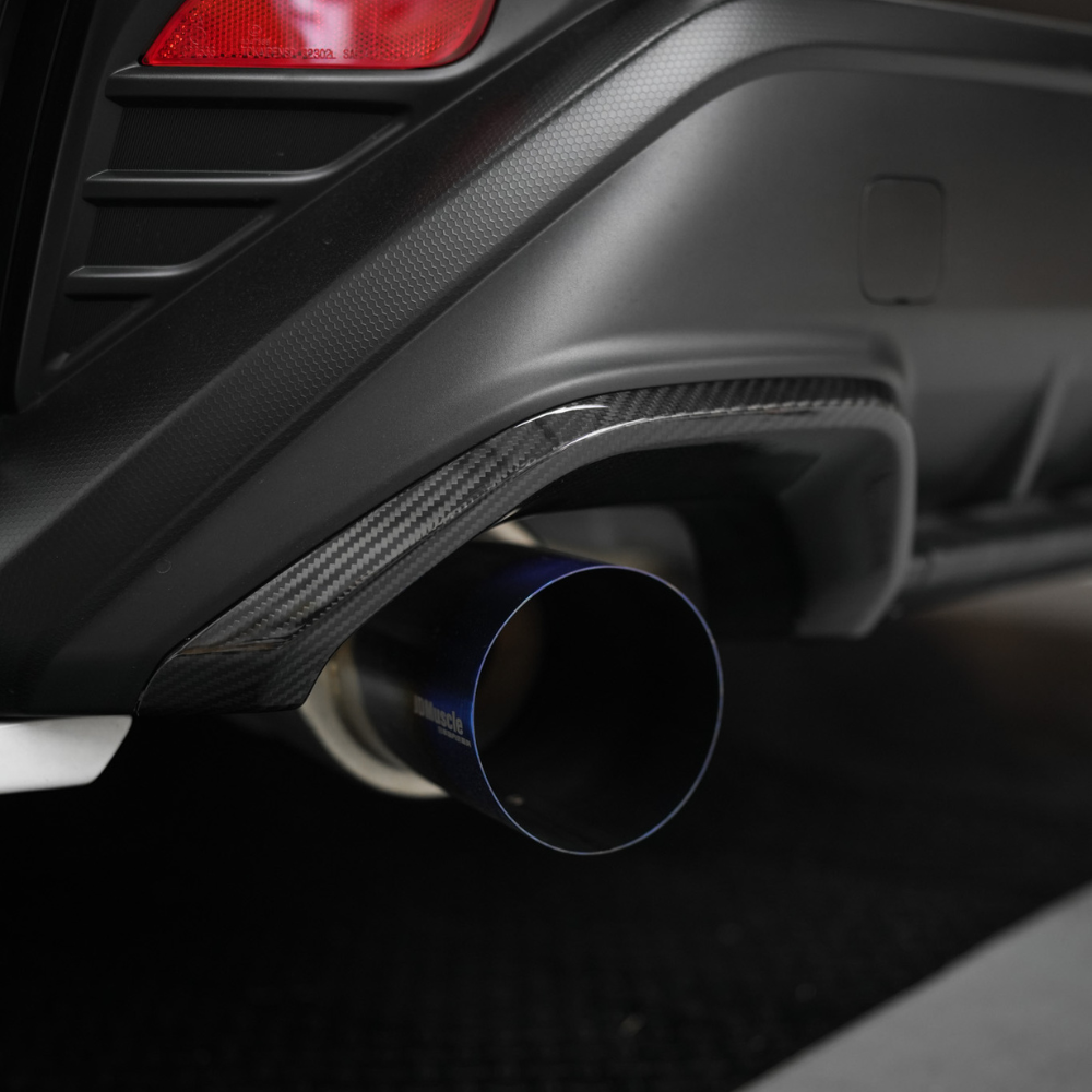 JDMuscle 22-24 Subaru WRX Tanso Dry Carbon Fiber Exhasut Finisher Trim Covers w/ Gloss Finish