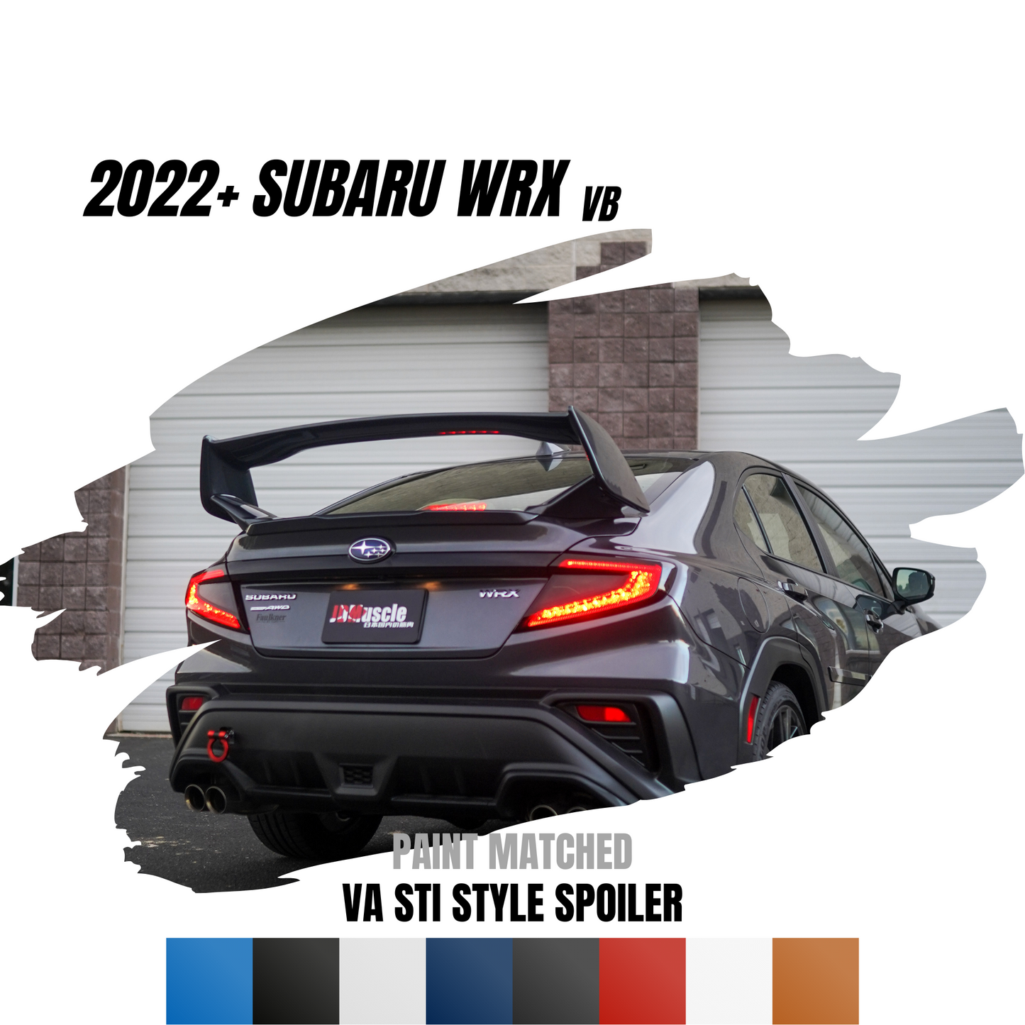 JDMuscle 22-24 Subaru WRX VA STI Style Spoiler | Final Edition Paint Matched / Gloss Black / ABS