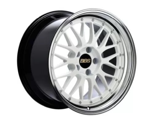 BBS LM 17x8.5 5x120 ET18 White w/ Blue Metallic Flake / Diamond Cut Lip Wheel 82mm PFS/Clip Required | LM276WBP-BKBD