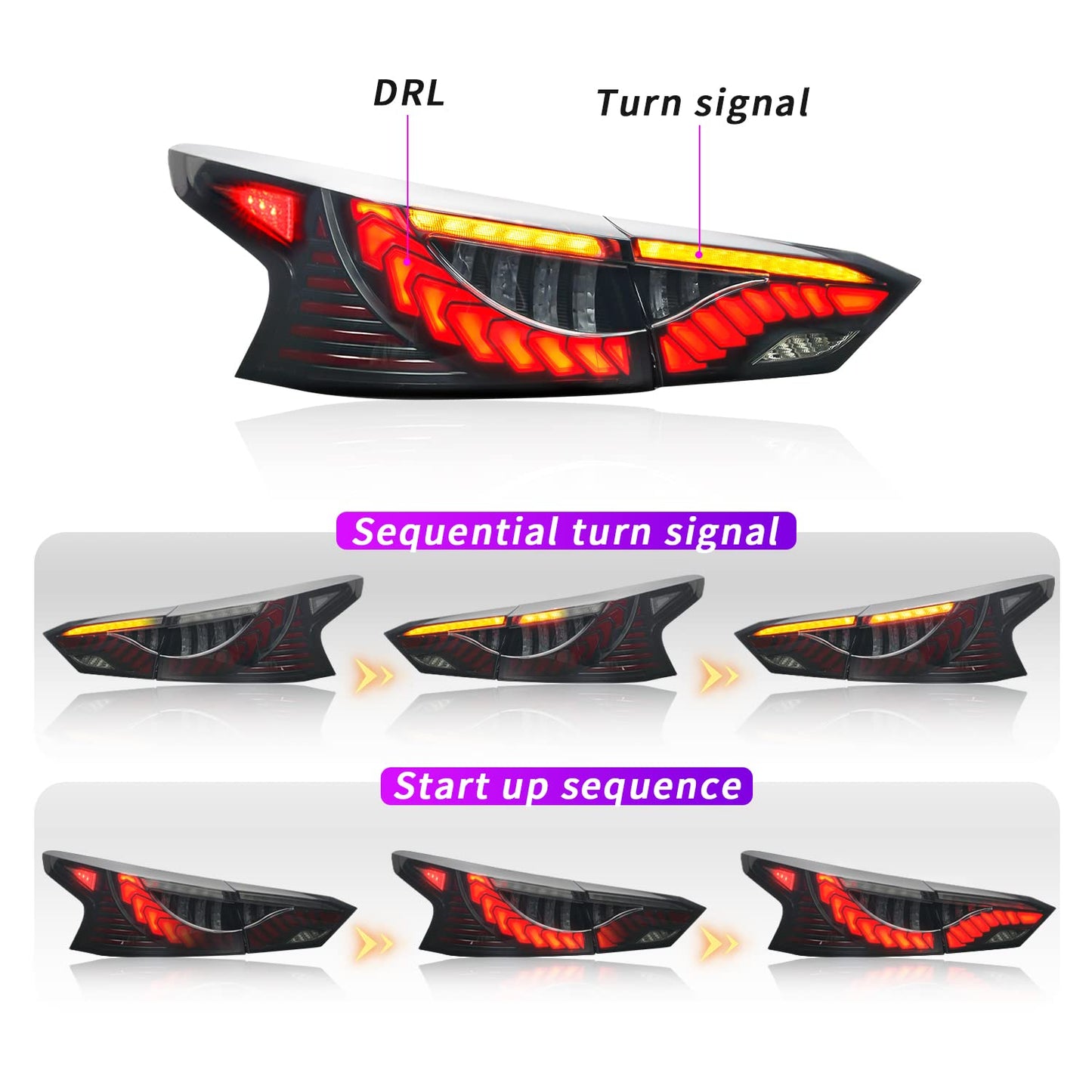 Archaic Full LED Tail Lights Assembly For 6th Gen Nissan Altima  2019-2022