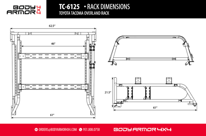 Body Armor 4x4 16-23 Tacoma Overland Rack | TC-6125