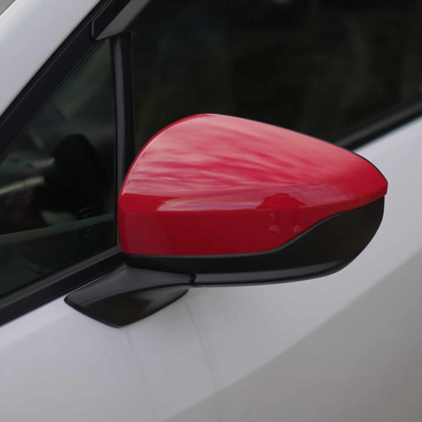 JDMuscle 2022-24 WRX 2PC Set Mirror Cover Replacements - Paint Matched / Gloss Black / Cherry Red