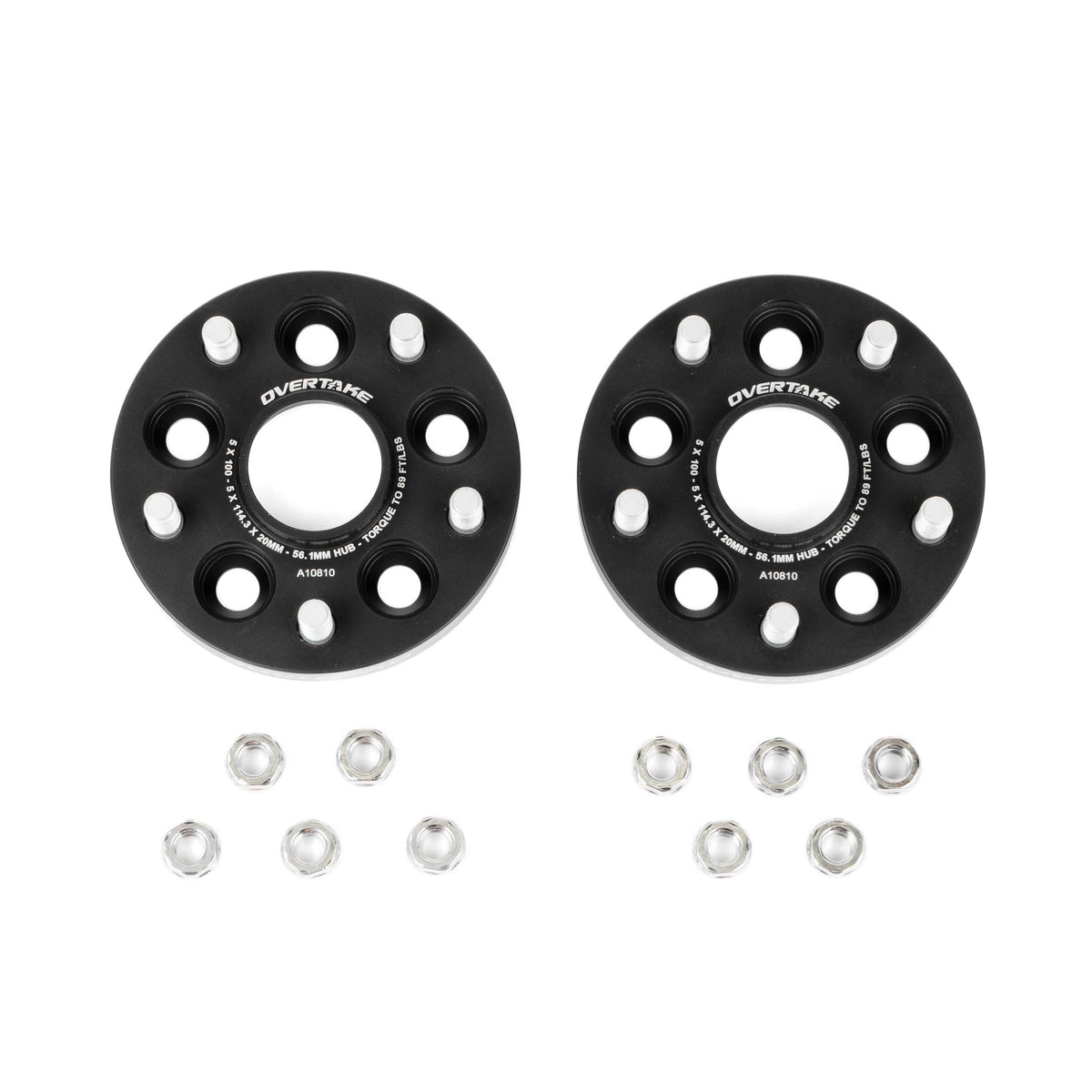 OVERTAKE Wheel Spacer Adapters - Pair - 20mm 5x100 to 5x114.3 - Subaru 2002-2014 WRX, 2004 STI, 2013-2026 BRZ/GR86, and more