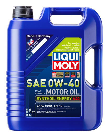 LIQUI MOLY Synthoil Energy A40 SAE 0W-40 Motor Oil, 5 Liter